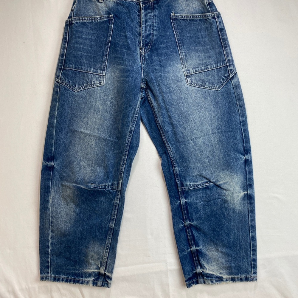 Aaron & Amber Y2K Womens Blue Grommet Waist Utility Carpenter Jeans Large